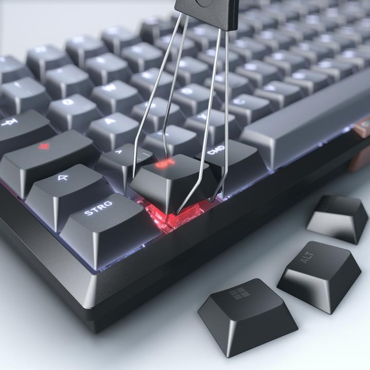 Produktbild CHERRY TAS Keyboard wireless MX 2A silent red LT DE SChwarz (DE, Kabellos, Kabelgebunden)