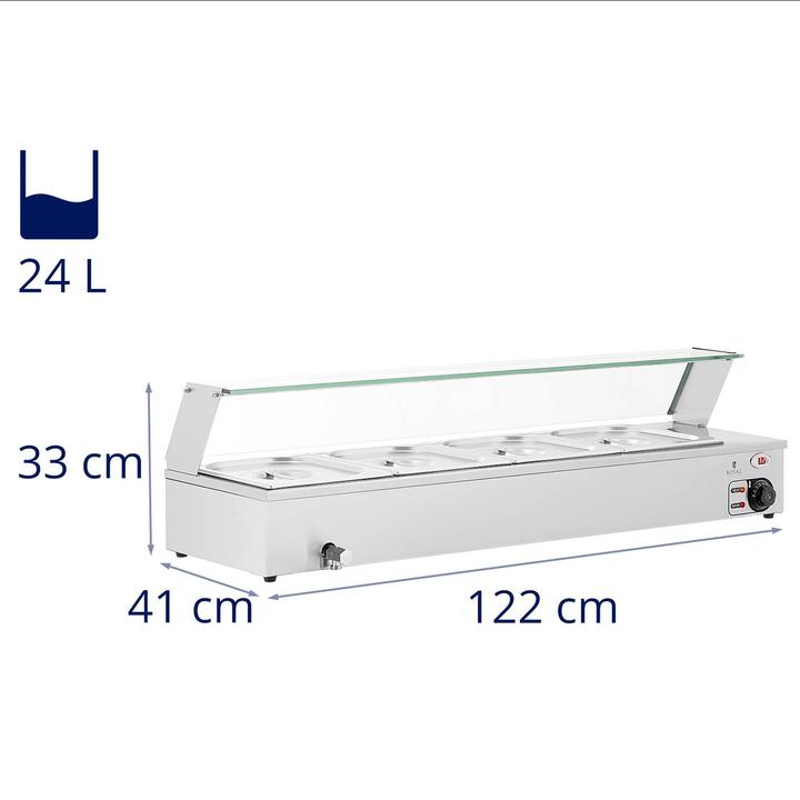 Produktbild Royal Catering Bain Marie Warmhaltebehälter Speisenwärmer Ablasshahn 2000 W 4 GN 1/2