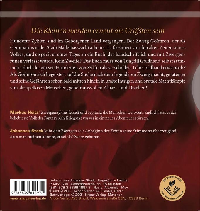 Produktbild Die Rückkehr der Zwerge 1 (Markus Heitz, Johannes Steck, Deutsch)