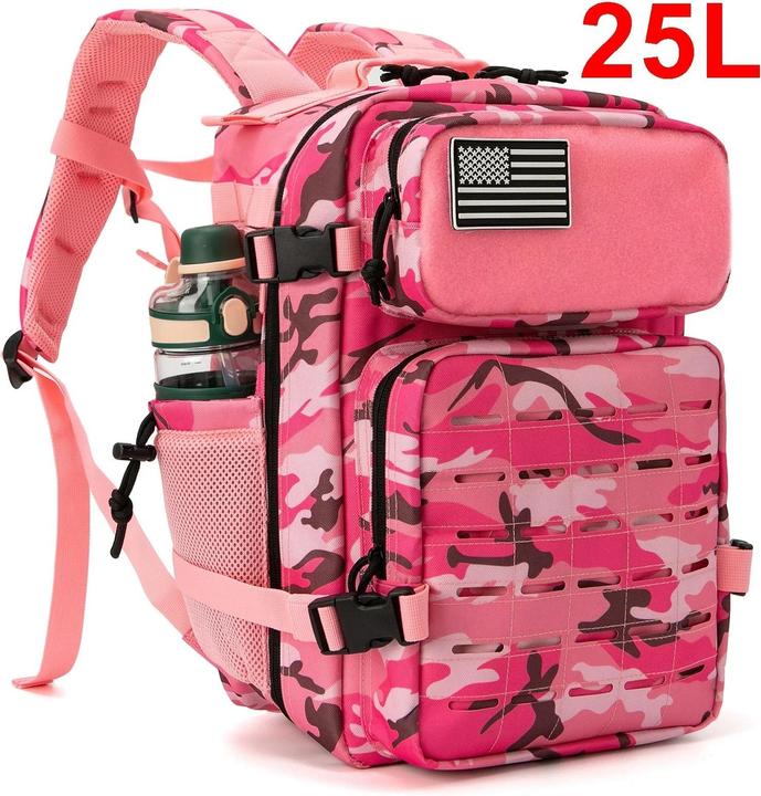 Only-Bags.Store Taktischer Rucksack Outdoor Survival Bug Out Bag kleiner Schulrucksack Hking mit Getränkehalter (25 l)