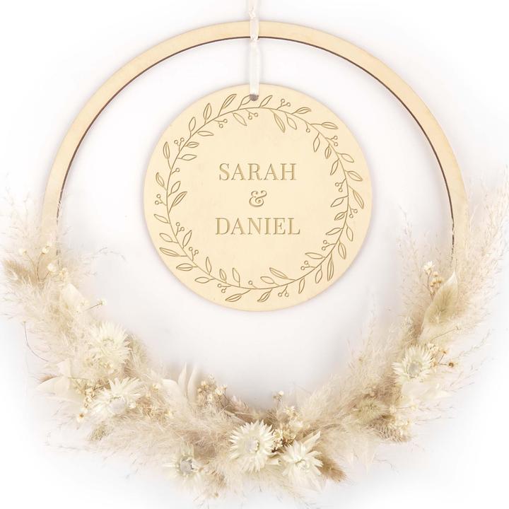 Produktbild Geschenkkörbe CH Flower Loop Hochzeit "Brautpaar", weiss (Trockenblumen)