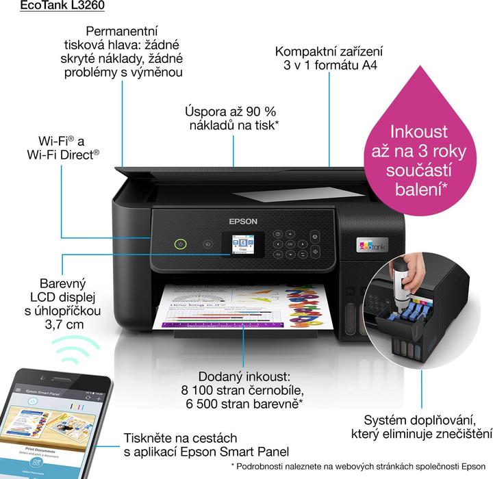 Image du produit Epson L3260 Jet d'encre DPI WLAN (Encre, Couleur)