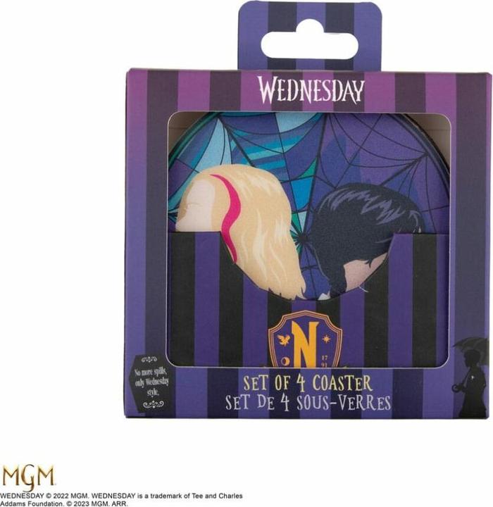 Produktbild Cinereplicas Wednesday Untersetzer 4er-Pack (4 x, Glasuntersetzer)