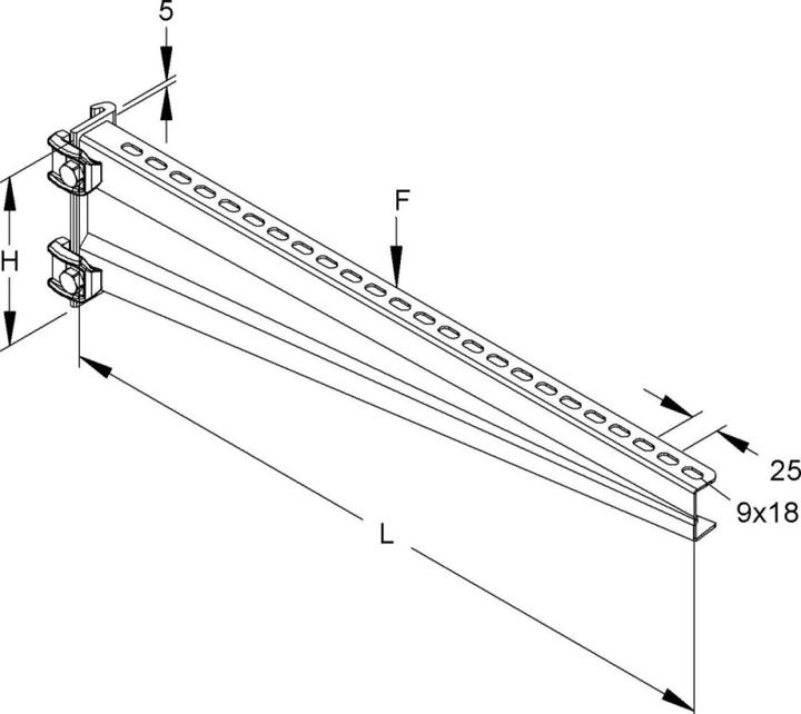 Image du produit Niedax NIE KTTS700 Flèche lourde 150x730mm 5,0 kN avec pinces prémontées