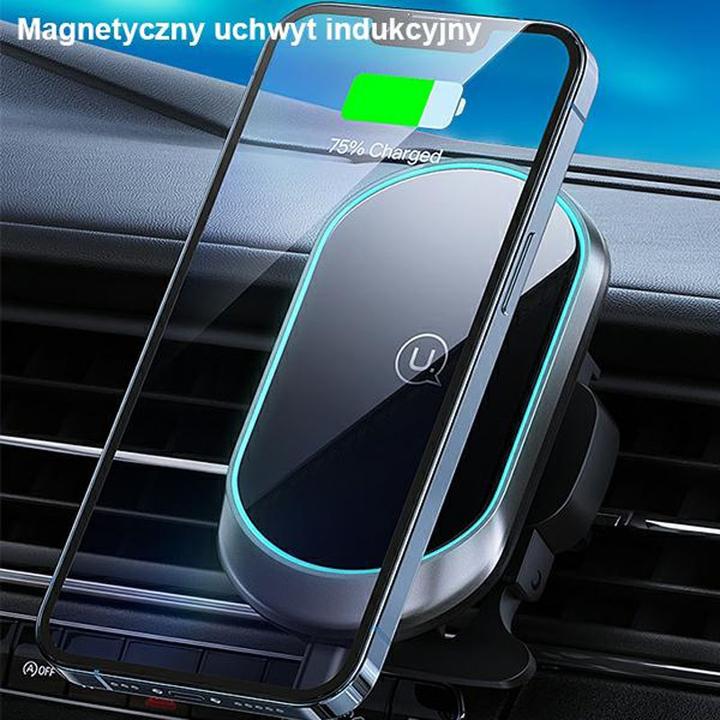 Produktbild Usams Magnetyczny uchwyt indukcyjny Wireless Charging 15W do kratki went. czarny/black CD182ZJ01 (US