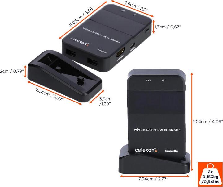 Productafbeelding Celexon Expert HDMI draadloze set WHD30M (30 m, HDMI 1.4a)