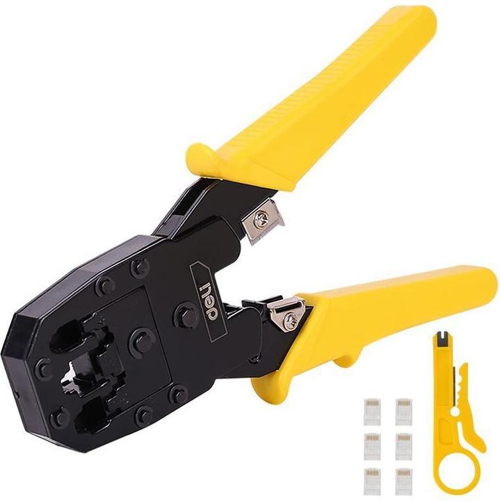 Image du produit Deli Tools Sertisseuse Ethernet 4/6/8P RJ45/RJ14/RJ12/RJ9 EDL2468 (jaune) (200 mm)