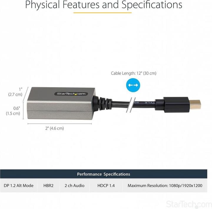 Actual product image StarTech .com Mini DisplayPort to HDMI Adapter (Mini DP, 30 cm)