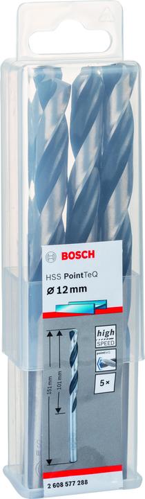 Produktbild Bosch Professional Zubehör Metallspiralbohrer HSS PointTeQ, DIN 338, 12,0 mm, 5er-Pack (12 mm)