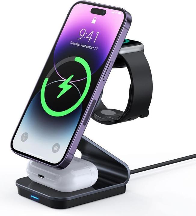Actual product image Duzzona 3 in 1 MagSafe QI Wireless Multi Charging Station 15W (15 W)