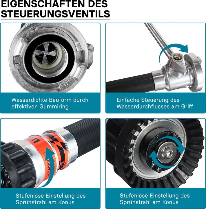 Produktbild Wiltec C Mehrzweckstrahlrohr THW Feuerwehr Baustelle C Kupplung stufenloser Sprühstrahl