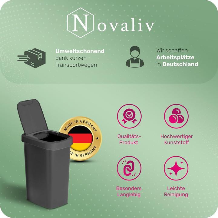 Produktbild Novaliv Abfalleimer-Set 10L + 50L, Mülleimer mit 2in1 Deckel, Klappdeckel & Schwingdeckel, Anti-Geru (50 l)