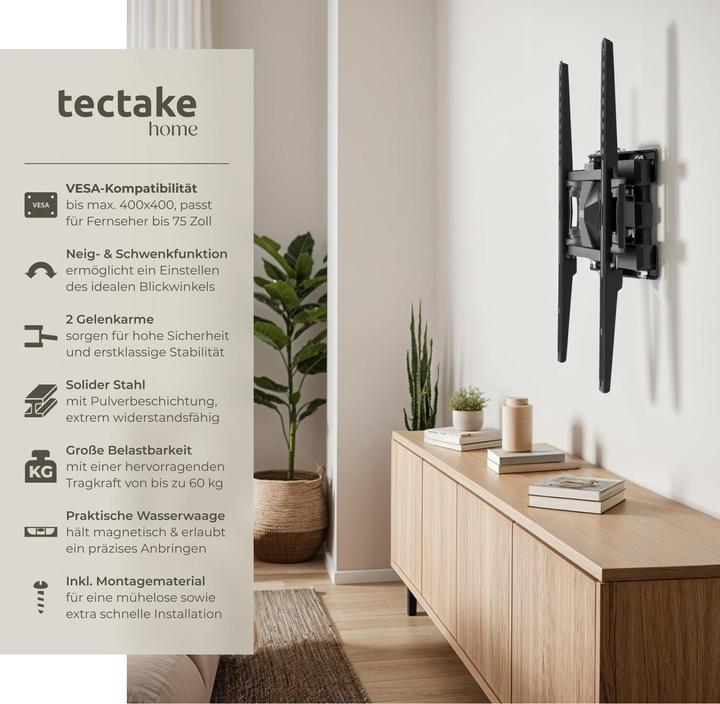 Actual product image tectake TV wall mount (Wall, 55", 60 kg)