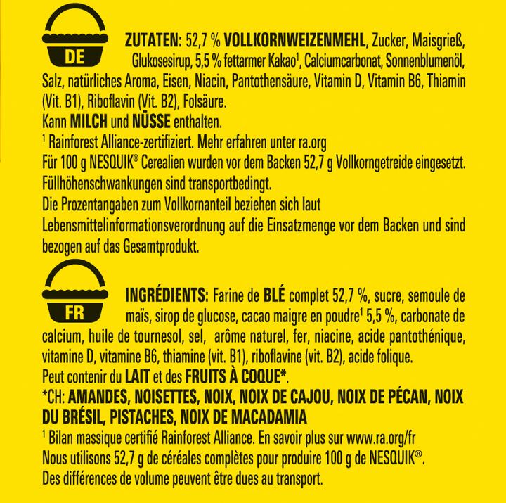 Nährwerte und Zutaten Nesquik Cerealien (500 g)