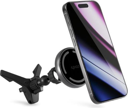 Actual product image Epico Magnetic Wireless Car Charger (MagSafe compatible) 15W/10W/7.5W + 18W QC (USB-C)