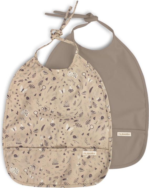 Productafbeelding Filibabba Slabbetje met lint 2-pack - Little Wonders + Warm Grijs (6 Maanden)