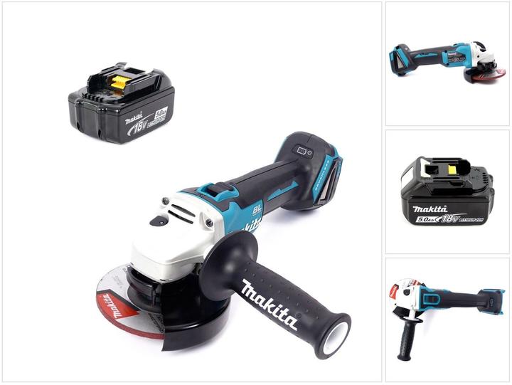 Produktbild Makita DGA 504 T1 Akku Winkelschleifer 18V 125mm Brushless + 1x Akku 5,0Ah - ohne Ladegerät (125 mm)