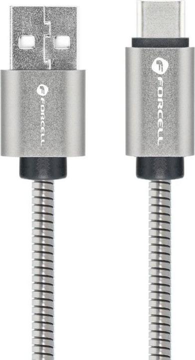Image du produit Forcell Cable F-ENERGY Metal C234 cable USB A to Type C QC3.0 2,4A 12W 1 m silver (1 m)