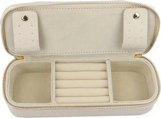 Produktbild Only-Bags.Store Grosse Kapazität Double Layer Makeup Tasche, Schmuck-Box solide Farbe PU-Leder modische Shell-Typ