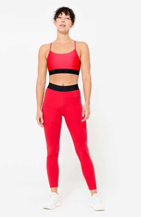 Image du produit Domyos Brassière bretelles fines croisées maintien léger Femme, Rouge (L)