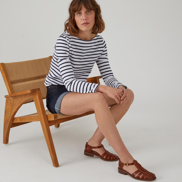Immagine prodotto La Redoute Collections Camicia a maniche lunghe con scollo a barca e motivo a righe (XS)