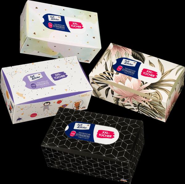 dm Soft&Sicher Taschentücher Box mit extra grossen Taschentüchern