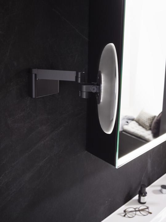 Actual product image Emco LED shaving/cosmetic mirror EVO angular wall model 2-arm 5-way black