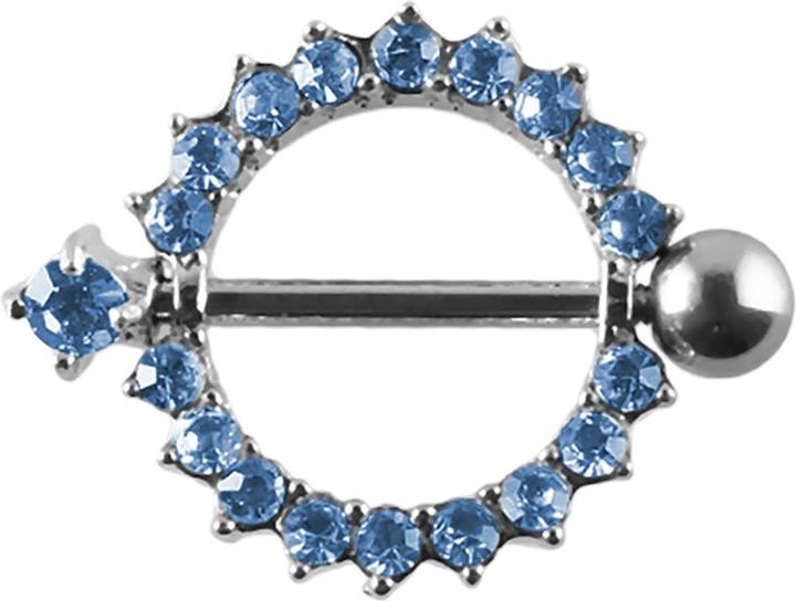 Star Piercing Barbell Kristallkranz hellblau (ohne Messing, Chirurgenstahl 316L)