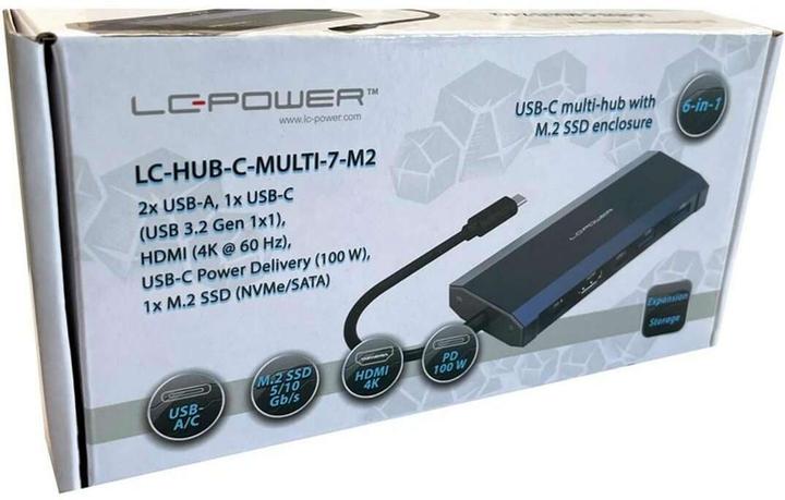 Produktbild LC-Power HUB-C-MULTI-7-M2 USB-C-Hub/M2 M.2-SSD retail (USB-C, 5 Ports)