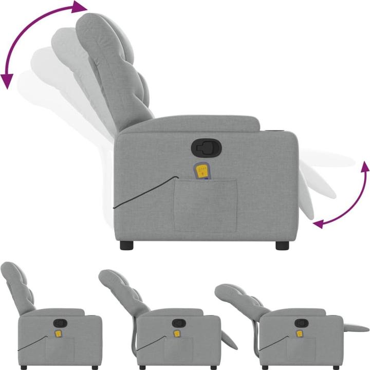 Actual product image VidaXL Massage chair light grey fabric,Colour: Light grey,Material: Fabric