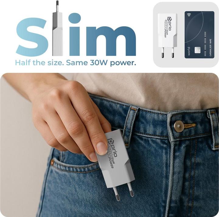 Produktbild prio Ladegerät GaN POWER 30W PD PPS (USB C) + QC 3.0 (USB A) weiss (30 W)