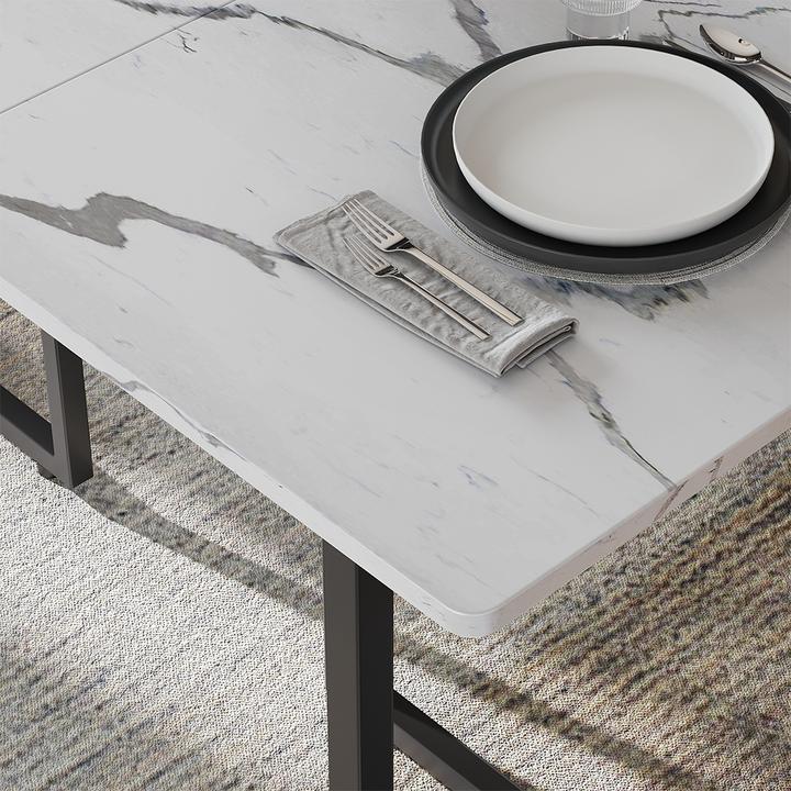 Actual product image Vichy Dining table Merido, Black/marble-white, 140 x 80 cm (140 x 75 x 80 cm)
