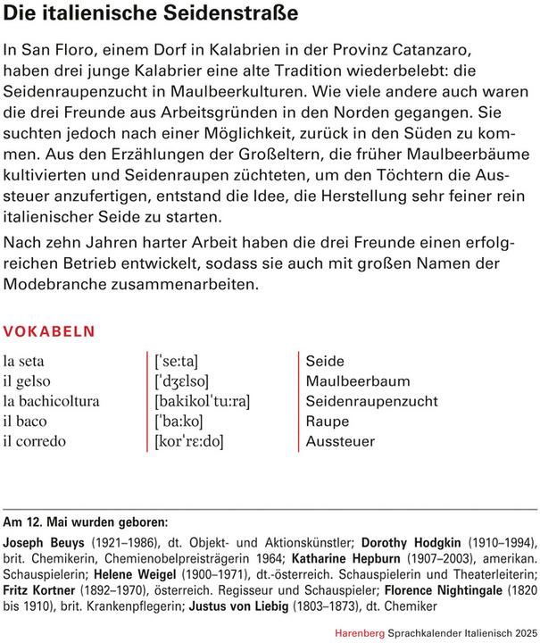 Produktbild Harenberg Stillo:Italienisch Sprachkalender 2025 (12.5 x 16 cm, Deutsch)