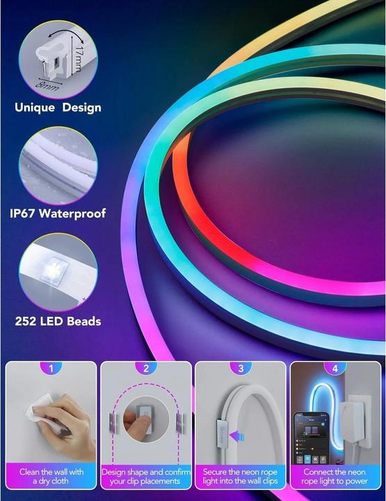 Image du produit Govee Lumière fluorescente RGBIC Rope (Multicolore, 200 cm, Intérieur)