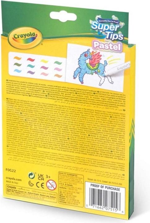 Image du produit Crayola 12 Feutres lavables Super Pointes Teintes pastel (Multicolore, 12 x)