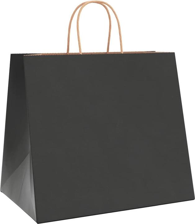 Produktbild VidaXL Kraftpapiertüten 50 Stk. mit Henkel Schwarz 32x22x28 cm Papiertüte (Geschenkbox, 50 x)