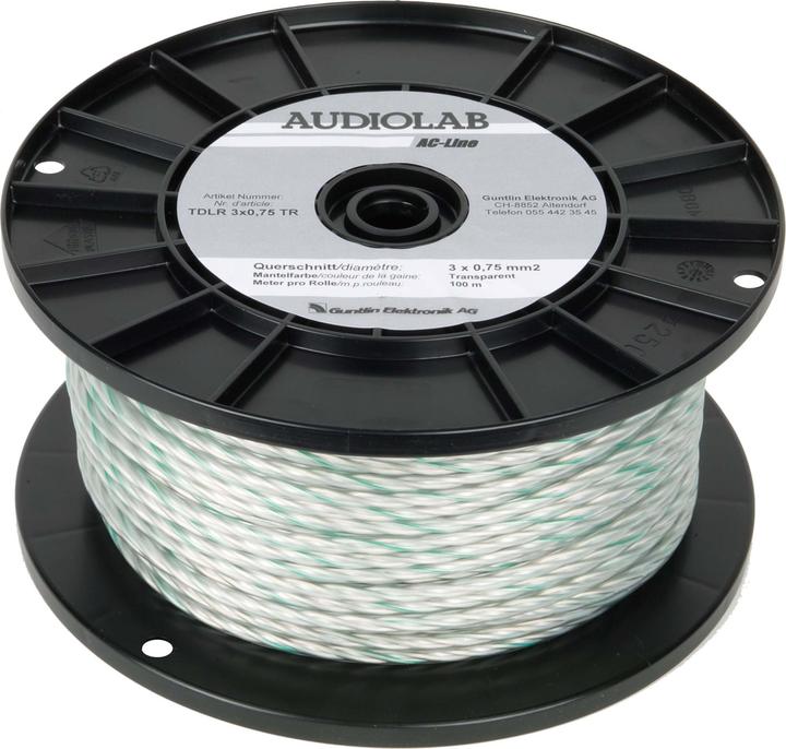 Produktbild Audiolab Netzkabel, rund, transparent, 3x0.75mm2, 100m (100 m, 0.75 mm²)