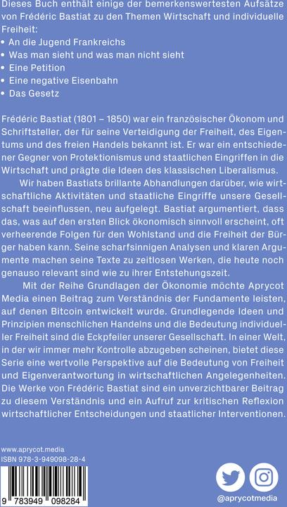 Produktbild Grundlagen der Ökonomie: Das Wesentliche von Frédéric Bastiat (Deutsch, Daniel Deckner, Bastiat Frédéric, 2023)
