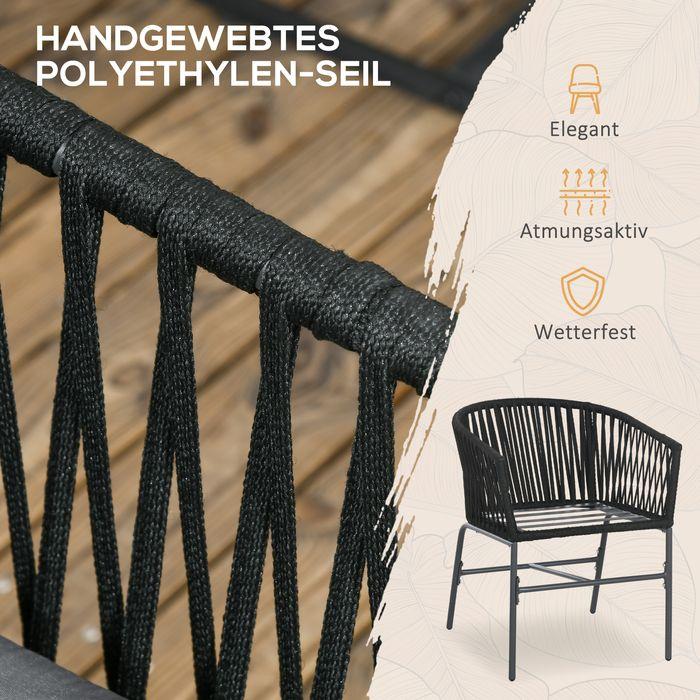 Produktbild Swisshandel24 Gartenstühle 2er-Set, bis 120kg, mit Kissen, geschwungener Sitzschal, im Boho-Stil, Metallrahmen, Sc