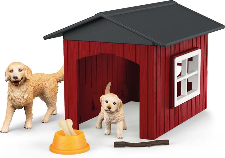 Actual product image Schleich Dog kennel with golden retrievers