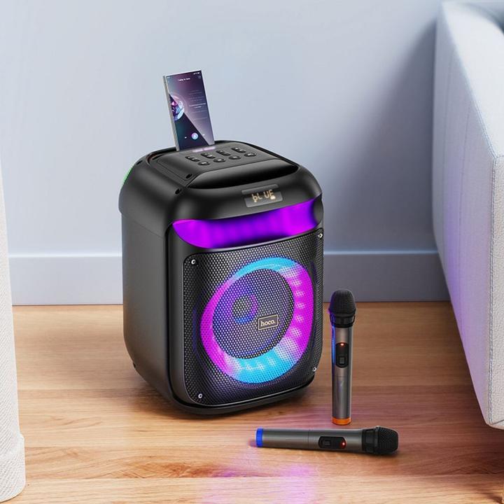 Actual product image Hoco Bluetooth speakers speaker bluetooth + 2 x wireless microphones HA13 black