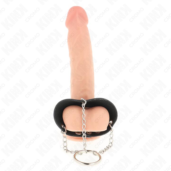 Produktbild Kink Penisring 4 cm Kette 7 cm Metall Mit Ledergurte (4 cm)