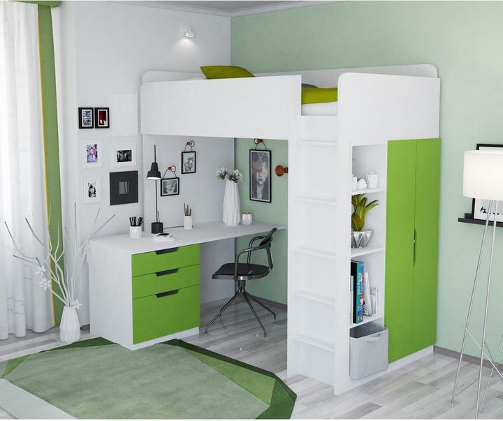 Produktbild Polini kids Hochbett mit Kleiderschrank und Schreibtisch (90 x 200 cm)