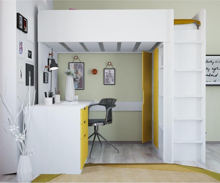 Image du produit Polini kids Lit mezzanine avec armoire Étagère (90 x 200 cm)