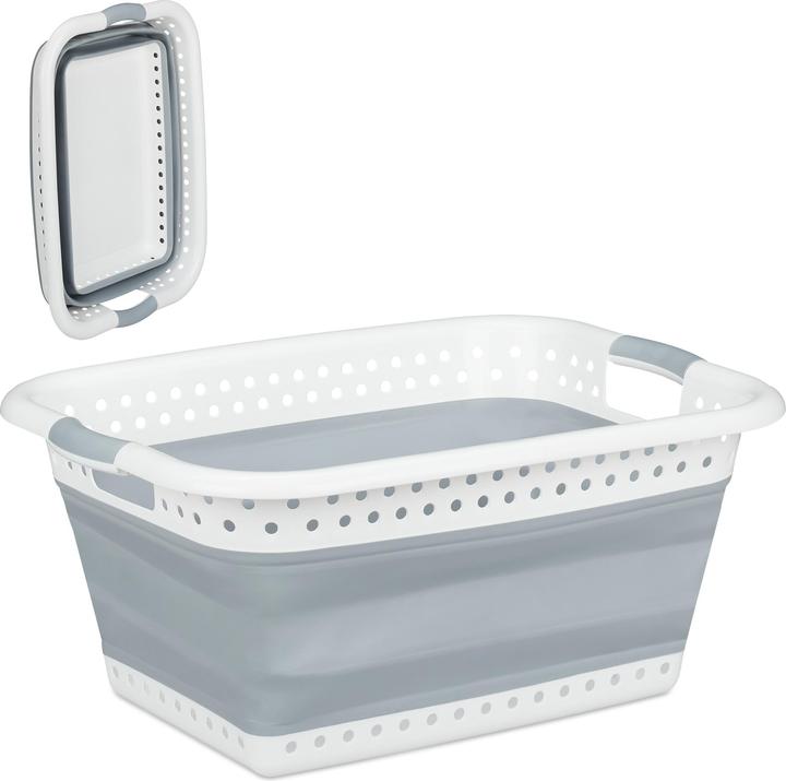 Image du produit Relaxdays Panier à lessive pliable poignées, plastique (50 l)