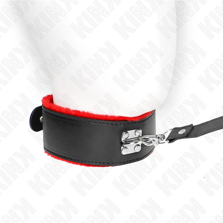 Actual product image Pipedream KINK - NECK CHAIN WITH BELT 116 CM WITH RED LEATHER BAND ADJUSTABLE 40-48 CM X 6 CM
