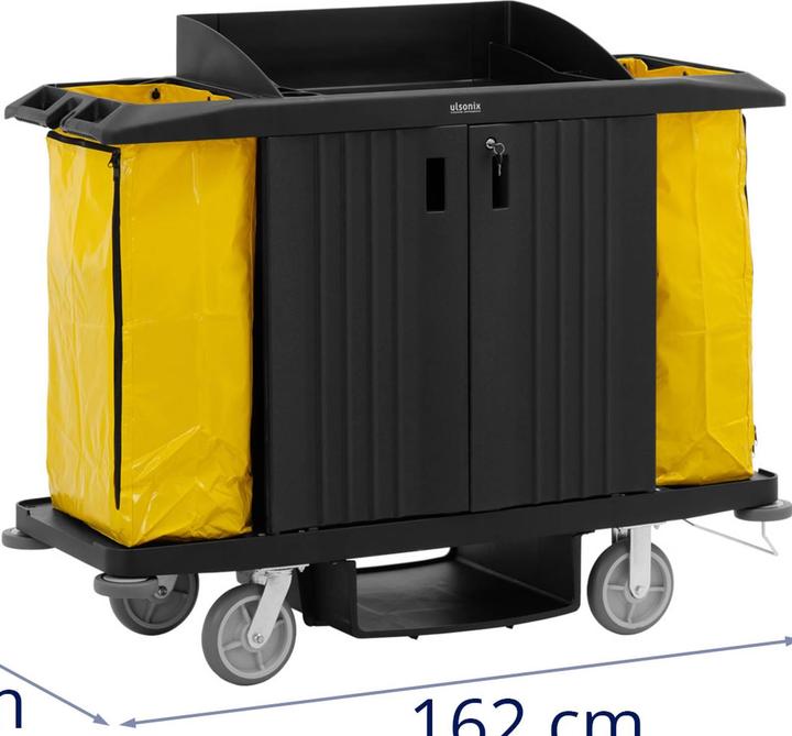 Image du produit Ulsonix Chariot de ménage - verrouillable - 250 kg - 6 étagères - 2 sacs nylon