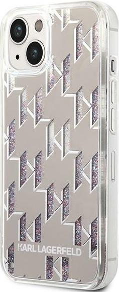 Produktbild Karl Lagerfeld Hard Cover Liquid Glitter Monogram Silver, f??r iPhone 14 Plus, KLHCP14MLMNMS (Apple iPhone 14 Plus)