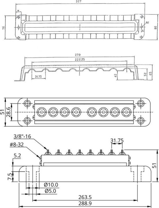 Actual product image Victron Energy Busbar 600A 8P M8 + cover (Terminal strips)