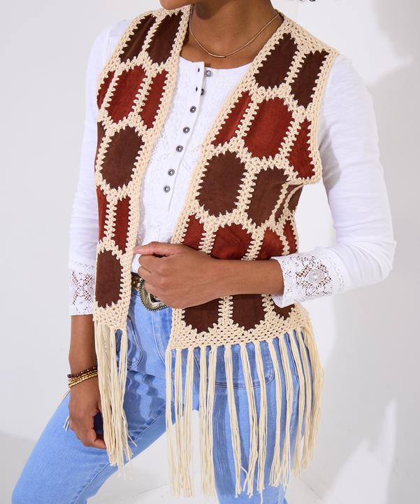 Actual product image Joe Browns Boho Crochet Fringe Gilet (One size)
